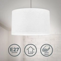 Bon marché ⭐ B.K.LICHT Suspension Textile éclairage Plafond Abat-jour Blanc Salon Salle à Manger Douille E27 😀