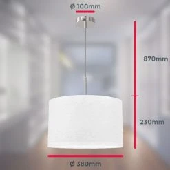 Bon marché ⭐ B.K.LICHT Suspension Textile éclairage Plafond Abat-jour Blanc Salon Salle à Manger Douille E27 😀 -Suspension Soldes 20408654 3