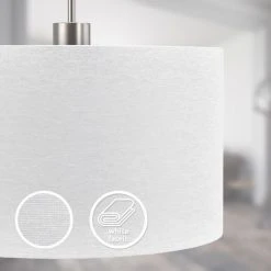 Bon marché ⭐ B.K.LICHT Suspension Textile éclairage Plafond Abat-jour Blanc Salon Salle à Manger Douille E27 😀 -Suspension Soldes 20408654 4