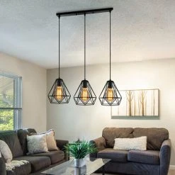 Nouveau 🔔 AXHUP Lustre Cage Forme Diamant - Ø20cm - 3 Lumières ✔️ -Suspension Soldes 20463881 3