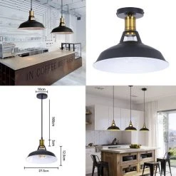 Meilleur prix 😀 AXHUP 3pcs Rétro Lustre Suspension E27 27cm Luminaire Style Industrielle Pour Salon Couloir Cuisine Noir Et Blanc 💯 -Suspension Soldes 20463989 5