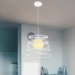 Tout neuf ⭐ AXHUP Blanc Lustre Suspension Industrielle Cage Fer Ressort 30cm Luminaire Salle à Manger Couloir Chambre ✔️ 6 Tout neuf ⭐ AXHUP Blanc Lustre Suspension Industrielle Cage Fer Ressort 30cm Luminaire Salle à Manger Couloir Chambre ✔️ -Suspension Soldes 20464549 3