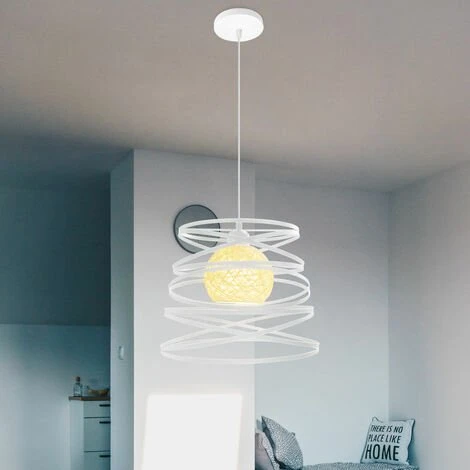 Tout neuf ⭐ AXHUP Blanc Lustre Suspension Industrielle Cage Fer Ressort 30cm Luminaire Salle à Manger Couloir Chambre ✔️ 3 Tout neuf ⭐ AXHUP Blanc Lustre Suspension Industrielle Cage Fer Ressort 30cm Luminaire Salle à Manger Couloir Chambre ✔️ – Image 3