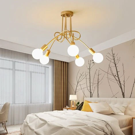 Meilleure affaire 👏 AXHUP 5 Tête Plafonnier Lustre Vintage LED Lampe De Plafond Doré Luminaire Eclairage Décor Pour Salon Chambre 🎁 1 Meilleure affaire 👏 AXHUP 5 Tête Plafonnier Lustre Vintage LED Lampe De Plafond Doré Luminaire Eclairage Décor Pour Salon Chambre 🎁