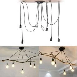 Sortie ❤️ AXHUP Suspension Luminaire 5 Tête Lustre Araignée Créatif Eclairage Décor Noir 🔔