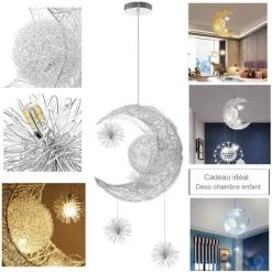 Coupon 🛒 STOEX Lustre Suspension Industrielle Lune étoiles LED Plafonnier Luminaire Aluminium Avec 5 Ampoules Pour Enfants Chambre (Lumière Blanche Chaude) 🔥 8 Coupon 🛒 STOEX Lustre Suspension Industrielle Lune étoiles LED Plafonnier Luminaire Aluminium Avec 5 Ampoules Pour Enfants Chambre (Lumière Blanche Chaude) 🔥 -Suspension Soldes 21922603 4