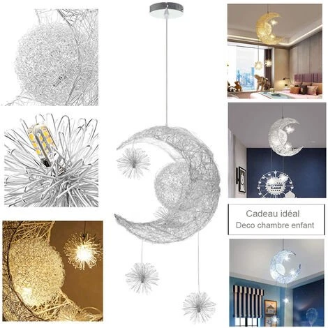 Coupon 🛒 STOEX Lustre Suspension Industrielle Lune étoiles LED Plafonnier Luminaire Aluminium Avec 5 Ampoules Pour Enfants Chambre (Lumière Blanche Chaude) 🔥 4 Coupon 🛒 STOEX Lustre Suspension Industrielle Lune étoiles LED Plafonnier Luminaire Aluminium Avec 5 Ampoules Pour Enfants Chambre (Lumière Blanche Chaude) 🔥 – Image 4