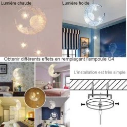 Coupon 🛒 STOEX Lustre Suspension Industrielle Lune étoiles LED Plafonnier Luminaire Aluminium Avec 5 Ampoules Pour Enfants Chambre (Lumière Blanche Chaude) 🔥 9 Coupon 🛒 STOEX Lustre Suspension Industrielle Lune étoiles LED Plafonnier Luminaire Aluminium Avec 5 Ampoules Pour Enfants Chambre (Lumière Blanche Chaude) 🔥 -Suspension Soldes 21922603 5