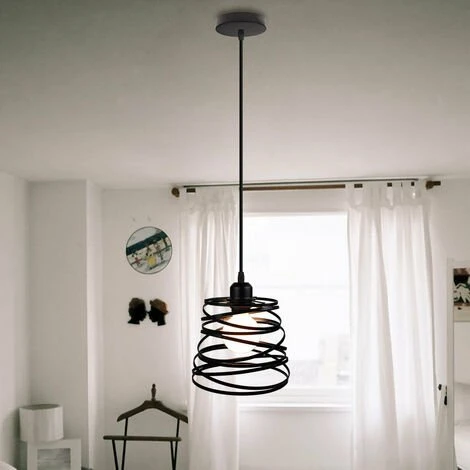 Remise 🔔 STOEX Lustre Suspension Industrielle Cage Fer Forme Ressort Ø20cm Luminaire E27 Pour Décor Restaurant Salle Chambre, Noir ⭐ 2 Remise 🔔 STOEX Lustre Suspension Industrielle Cage Fer Forme Ressort Ø20cm Luminaire E27 Pour Décor Restaurant Salle Chambre, Noir ⭐ – Image 2