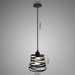 Remise 🔔 STOEX Lustre Suspension Industrielle Cage Fer Forme Ressort Ø20cm Luminaire E27 Pour Décor Restaurant Salle Chambre, Noir ⭐ 7 Remise 🔔 STOEX Lustre Suspension Industrielle Cage Fer Forme Ressort Ø20cm Luminaire E27 Pour Décor Restaurant Salle Chambre, Noir ⭐ -Suspension Soldes 21922606 4