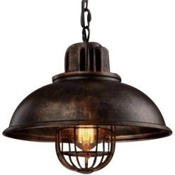 Meilleure vente ⭐ STOEX Suspension Lustre Abat-jour En Métal Loft Style Lampe Chandelier Industriel Vintage Pendentif Lumière E27, Rouille ✨