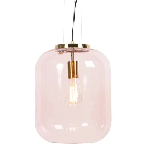 Sortie 🤩 QAZQA Bliss - Suspension Art Deco - 1 Lumière - Ø 30 Cm - Rose - Art Deco - Éclairage Intérieur - Salon I Chambre I Cuisine I Salle à Manger - Rose 🌟 1 Sortie 🤩 QAZQA Bliss - Suspension Art Deco - 1 Lumière - Ø 30 Cm - Rose - Art Deco - Éclairage Intérieur - Salon I Chambre I Cuisine I Salle à Manger - Rose 🌟