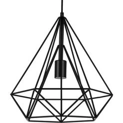 Offres ⭐ STOEX Suspensions Lampe Vintage Cage Forme De Diamant 25cm ,Lampe Suspendue éclairage De Plafond Industriel E27 Rétro Luminaire D'eclairage,Noir - Noir ⭐ -Suspension Soldes 22975075 3