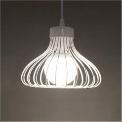 Tout neuf ⌛ STOEX E27 Industriel Vintage Métal Suspensions Cage Blanc Retro Plafonnier Luminaire Vintage Plafond Plafonnier Lumiere Lampe Antique Suspensions Luminaire Cage Pendentif Lumiere Cage - Blanc 🔔