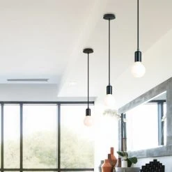 Promo 🛒 STOEX Douille De Lampe E27, Suspension Luminaire Plafond Lampe Accessoires Pendentif Lampe Titulaire Support De Lampe Plafonnier Antique Edison Suspension - Noir 👍 -Suspension Soldes 22975230 4