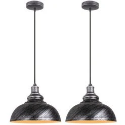 Sortie ✨ STOEX Lot De 2 Lustre Suspension Industriel Vintages Abat-jour Ø29cm E27 Luminaire En Fer Métal Câble Réglable - Argenté 🔥