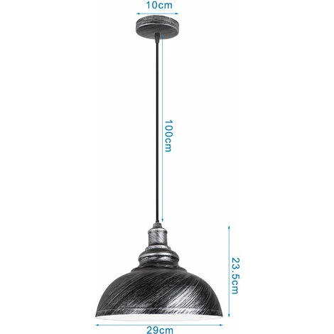 Sortie ✨ STOEX Lot De 2 Lustre Suspension Industriel Vintages Abat-jour Ø29cm E27 Luminaire En Fer Métal Câble Réglable - Argenté 🔥 4 Sortie ✨ STOEX Lot De 2 Lustre Suspension Industriel Vintages Abat-jour Ø29cm E27 Luminaire En Fer Métal Câble Réglable - Argenté 🔥 – Image 4