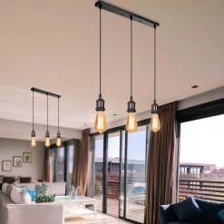 Tout neuf ✨ STOEX Suspension De 3 Douille De Lampe E27 Luminaire , Lustre Plafond Lampe Accessoires Pendentif Support De Barre Lampe Plafonnier Antique Edison,Noir ✔️ -Suspension Soldes 22975318 3