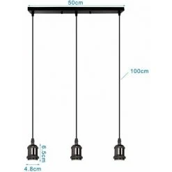 Tout neuf ✨ STOEX Suspension De 3 Douille De Lampe E27 Luminaire , Lustre Plafond Lampe Accessoires Pendentif Support De Barre Lampe Plafonnier Antique Edison,Noir ✔️ -Suspension Soldes 22975318 4