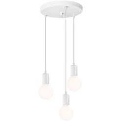 Bon marché ⭐ STOEX Luminaire Suspension Douille De Lampe E27 Avec Support De Disque Rond, Lampe De Plafond Edison Accessoires Pendentif - Blanc 🌟