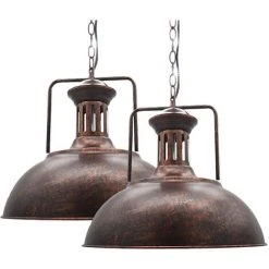 Grosses soldes 🧨 STOEX Lot De 2 Suspension Luminaire Industrielle 33cm E27 Câble Réglable Rouille Pour Salle à Manger, Salon, Restaurant, Café Et Bar 🌟