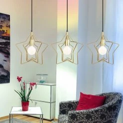 Remise ✨ STOEX Suspension Éclairage Industriel Lumière Antique Métal 3 étoile , Lustre Abat-jour Lampe De Plafond E27 Pour Salon Cuisine Salle à Manger ⌛ -Suspension Soldes 23064905 2