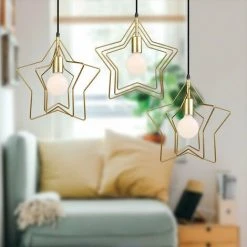 Remise ✨ STOEX Suspension Éclairage Industriel Lumière Antique Métal 3 étoile , Lustre Abat-jour Lampe De Plafond E27 Pour Salon Cuisine Salle à Manger ⌛ -Suspension Soldes 23064905 3