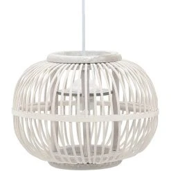 Meilleur prix ✔️ VidaXL Lampe Suspendue Blanc Osier 40 W 30x22 Cm Globe E27 - Blanc 😀
