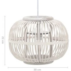 Meilleur prix ✔️ VidaXL Lampe Suspendue Blanc Osier 40 W 30x22 Cm Globe E27 - Blanc 😀 -Suspension Soldes 23673897 5
