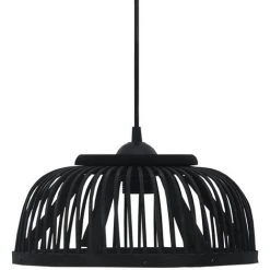 Meilleur prix ⌛ VidaXL Lampe Suspendue Noir Bambou 40 W 30x12 Cm Demi-cercle E27 - Noir ✨