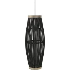 De gros ⭐ Lampe Suspendue Noir Osier 40 W 27x68 Cm Ovale E27 VidaXL 🎉