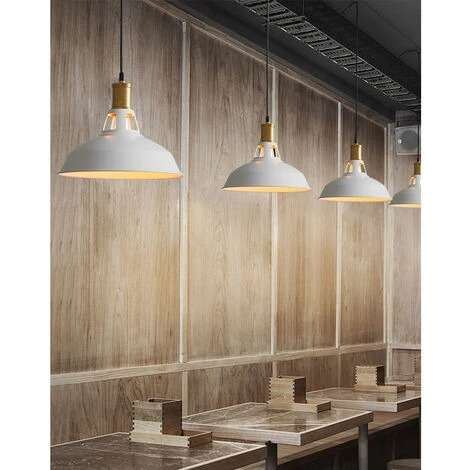 Nouveau 🧨 AXHUP 3pcs Rétro Lustre Suspension E27 27cm Luminaire Style Industrielle Pour Salon Couloir Cuisine Blanc ✨ 3 Nouveau 🧨 AXHUP 3pcs Rétro Lustre Suspension E27 27cm Luminaire Style Industrielle Pour Salon Couloir Cuisine Blanc ✨ – Image 3