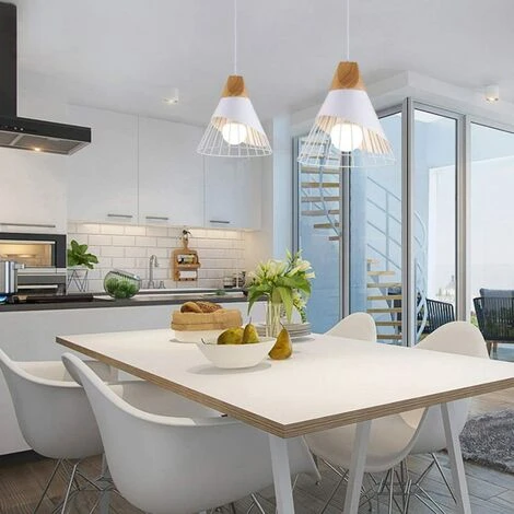 Vente flash ✨ STOEX Rétro Metal Suspension En Métal Cage E27 Eclairage De Plafond , Industrielle Lustre Lampe Vintage Pendante Lumière Plafonnier Blanc ❤️ 2 Vente flash ✨ STOEX Rétro Metal Suspension En Métal Cage E27 Eclairage De Plafond , Industrielle Lustre Lampe Vintage Pendante Lumière Plafonnier Blanc ❤️ – Image 2