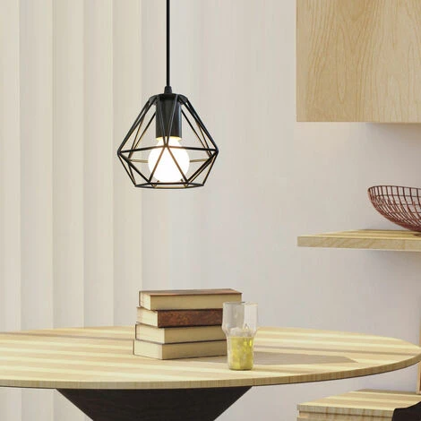 Grosses soldes 🥰 STOEX Lustre Suspension Cage Diamant En Métal Fer Luminaire E27 Edison Corde Ajustable Lampe Salon Cuisine Bar Sans LED Ampoule, Noir 💯 2 Grosses soldes 🥰 STOEX Lustre Suspension Cage Diamant En Métal Fer Luminaire E27 Edison Corde Ajustable Lampe Salon Cuisine Bar Sans LED Ampoule, Noir 💯 – Image 2