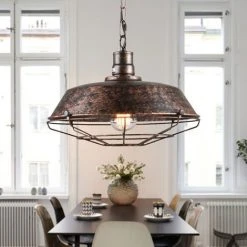 Sortie ❤️ STOEX Rétro Metal Suspension Industriel Vintage 260mm Luminaire Métal Antique Edison Culot E27 Plafonnier Luminaire Rouille 👍