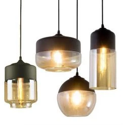 Vente flash 🎁 STOEX Lot De 4 Suspension Design Cylindre Style Retro Vintage Contemporain , Lustre Abat-jour En Verre Corde Ajustable Luminaire Salle à Manger Chambre à Coucher Salon Bar,fumé 🔔 -Suspension Soldes 24364145 4