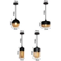 Vente flash 🎁 STOEX Lot De 4 Suspension Design Cylindre Style Retro Vintage Contemporain , Lustre Abat-jour En Verre Corde Ajustable Luminaire Salle à Manger Chambre à Coucher Salon Bar,fumé 🔔 -Suspension Soldes 24364145 5