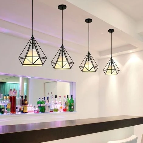 Le moins cher 🧨 STOEX Lustre Suspension Industrielle 25cm , Plafonnier Lampe De Plafond Abat-Jour Cage Diamant Corder Ajustable (Noir) 👍 3 Le moins cher 🧨 STOEX Lustre Suspension Industrielle 25cm , Plafonnier Lampe De Plafond Abat-Jour Cage Diamant Corder Ajustable (Noir) 👍 – Image 3