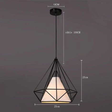 Le moins cher 🧨 STOEX Lustre Suspension Industrielle 25cm , Plafonnier Lampe De Plafond Abat-Jour Cage Diamant Corder Ajustable (Noir) 👍 4 Le moins cher 🧨 STOEX Lustre Suspension Industrielle 25cm , Plafonnier Lampe De Plafond Abat-Jour Cage Diamant Corder Ajustable (Noir) 👍 – Image 4