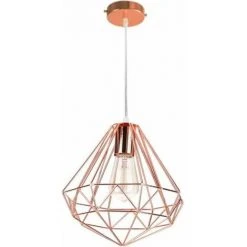 Vente flash ❤️ STOEX Suspension Industrielle Métal Lustre Abat-jour Contemporain Forme Diamant 26cm - Or Rose 🛒