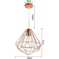 Vente flash ❤️ STOEX Suspension Industrielle Métal Lustre Abat-jour Contemporain Forme Diamant 26cm - Or Rose 🛒 -Suspension Soldes 24365435 3