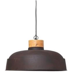 Offres ✔️ Atmosphera - Luminaire Suspension En Métal Aspect Vieilli Et Bois De Manguier D 57 Cm - Gris ✨