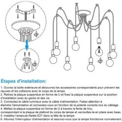 Coupon 🧨 LANGRAY Suspendu Edison 2 Mètres Réglable Plafonnier Araignée Lumière Métal Fil Cage Pendentif éclairage Lustre Moderne Industriel Lumière Lumineuse (Ampoule NON INCLUS) (5 Bras) 🔥 -Suspension Soldes 25899975 4