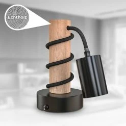 Meilleur prix 🎉 B.K.LICHT Applique Murale, Design Rétro Industriel, Bois & Métal, éclairage Salon & Chambre, Douille E27, Pour Ampoule LED 10W Max, Noir 😀 -Suspension Soldes 25966359 5