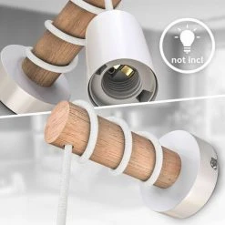 Promo ⭐ B.K.LICHT Applique Murale Design Rétro Industriel Bois & Métal éclairage Salon & Chambre Douille E27 Blanc 🔔 -Suspension Soldes 25966797 3