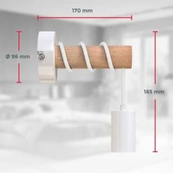 Promo ⭐ B.K.LICHT Applique Murale Design Rétro Industriel Bois & Métal éclairage Salon & Chambre Douille E27 Blanc 🔔 -Suspension Soldes 25966797 5