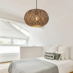 Top 10 🧨 ETC-SHOP Lampe Suspension Lampe Salon Oriental, Poinçonnage Décoratif En Métal Couleur Rouille, 1x Douille E27, DxH 30x120 Cm 🎁 -Suspension Soldes 26108456 4