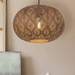 Top 10 🧨 ETC-SHOP Lampe Suspension Lampe Salon Oriental, Poinçonnage Décoratif En Métal Couleur Rouille, 1x Douille E27, DxH 30x120 Cm 🎁 -Suspension Soldes 26108456 5