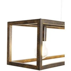 Nouveau 🛒 QAZQA Cage - Suspension Multiples Industriel - 4 Lumière - L 100 Cm - Marron - Rustique - Éclairage Intérieur - Salon I Chambre I Cuisine I Salle à Manger - Marron ✔️ -Suspension Soldes 26125698 4