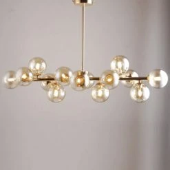 Bon marché ✔️ KOSILUM Lustre Design Doré Chaleureux à 14 Sphères - Osanna - Doré / Laiton 👏 -Suspension Soldes 26527357 3